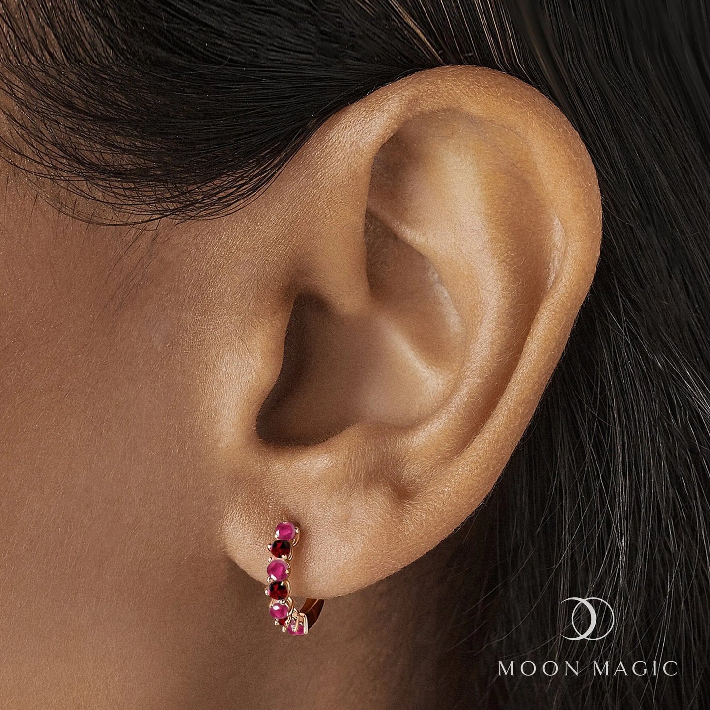 Ruby Garnet Earrings - Bonny Hoops Moon Magic