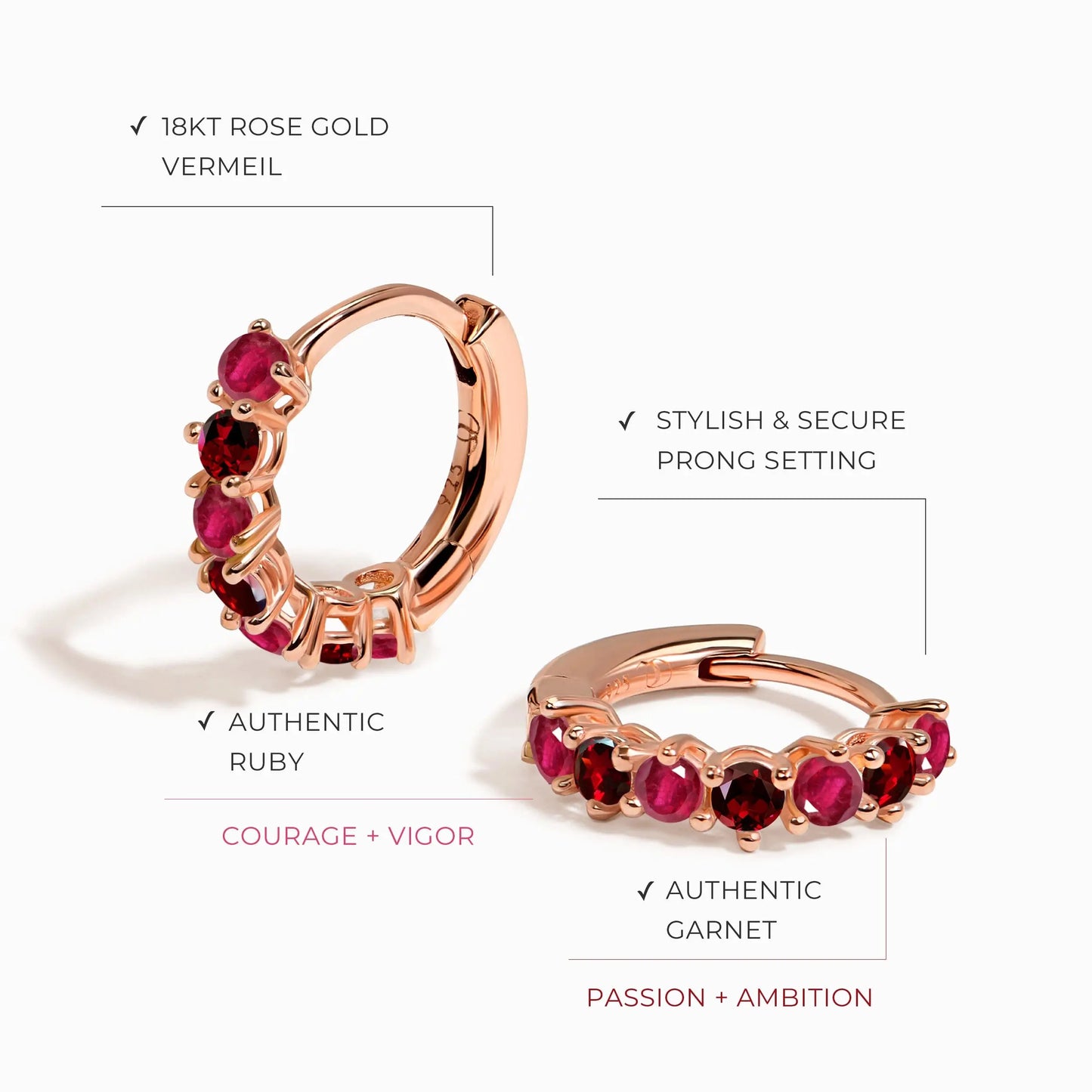 Ruby Garnet Earrings - Bonny Hoops Moon Magic