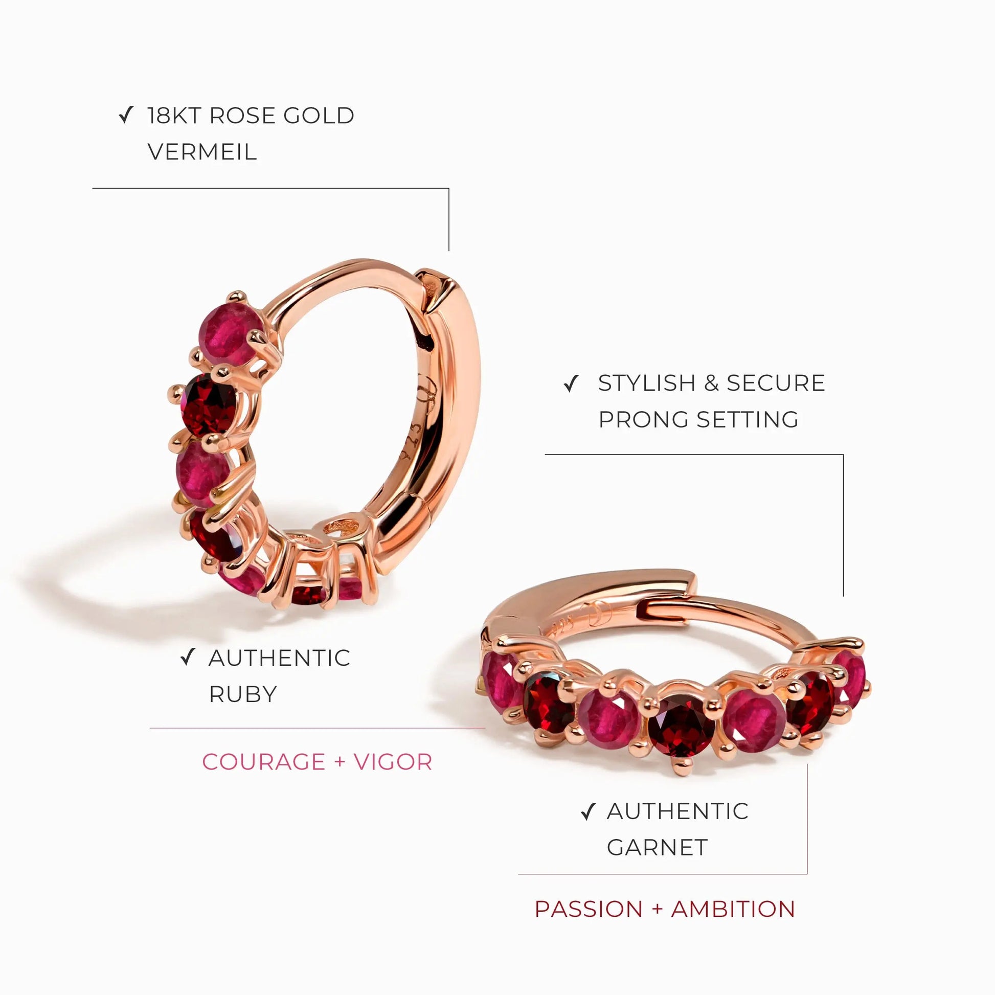Ruby Garnet Earrings - Bonny Hoops Moon Magic