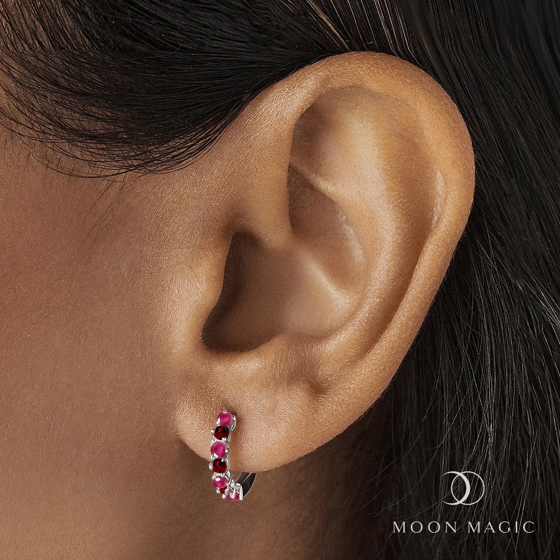 Ruby Garnet Earrings - Bonny Hoops Moon Magic