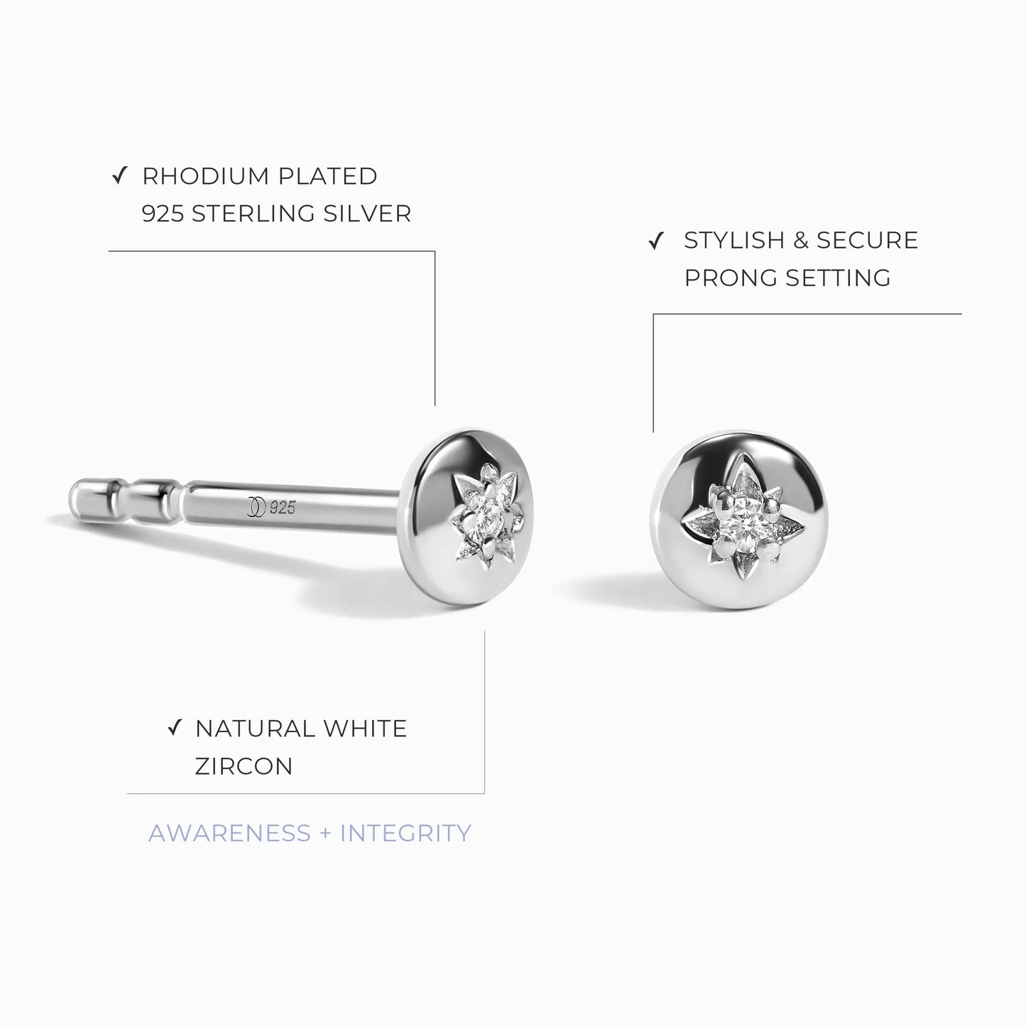 White Zircon Earrings - North Star Moon Magic
