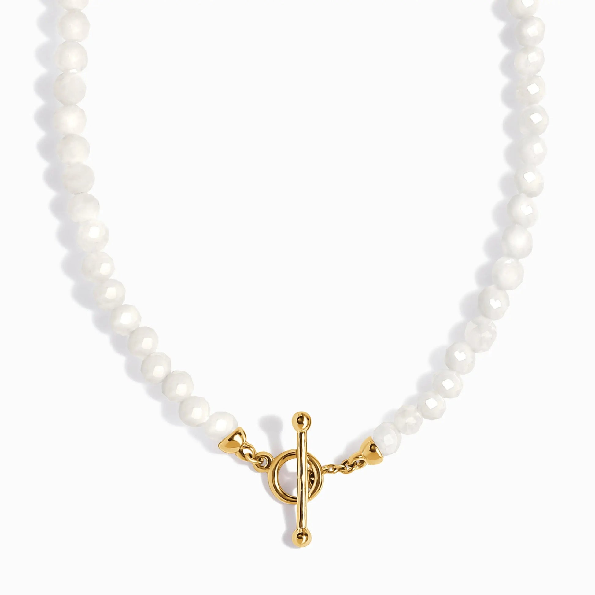 White Moonstone T-Lock Beads Necklace - Raise Your Vibrations Moon Magic