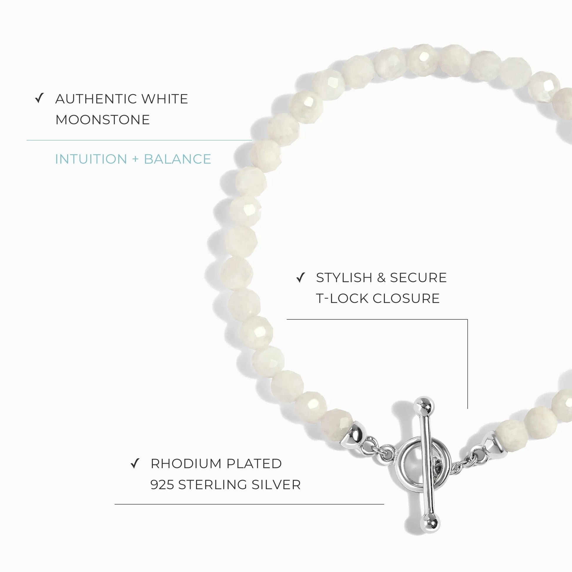 White Moonstone T-Lock Beads Bracelet - Raise Your Vibrations Moon Magic