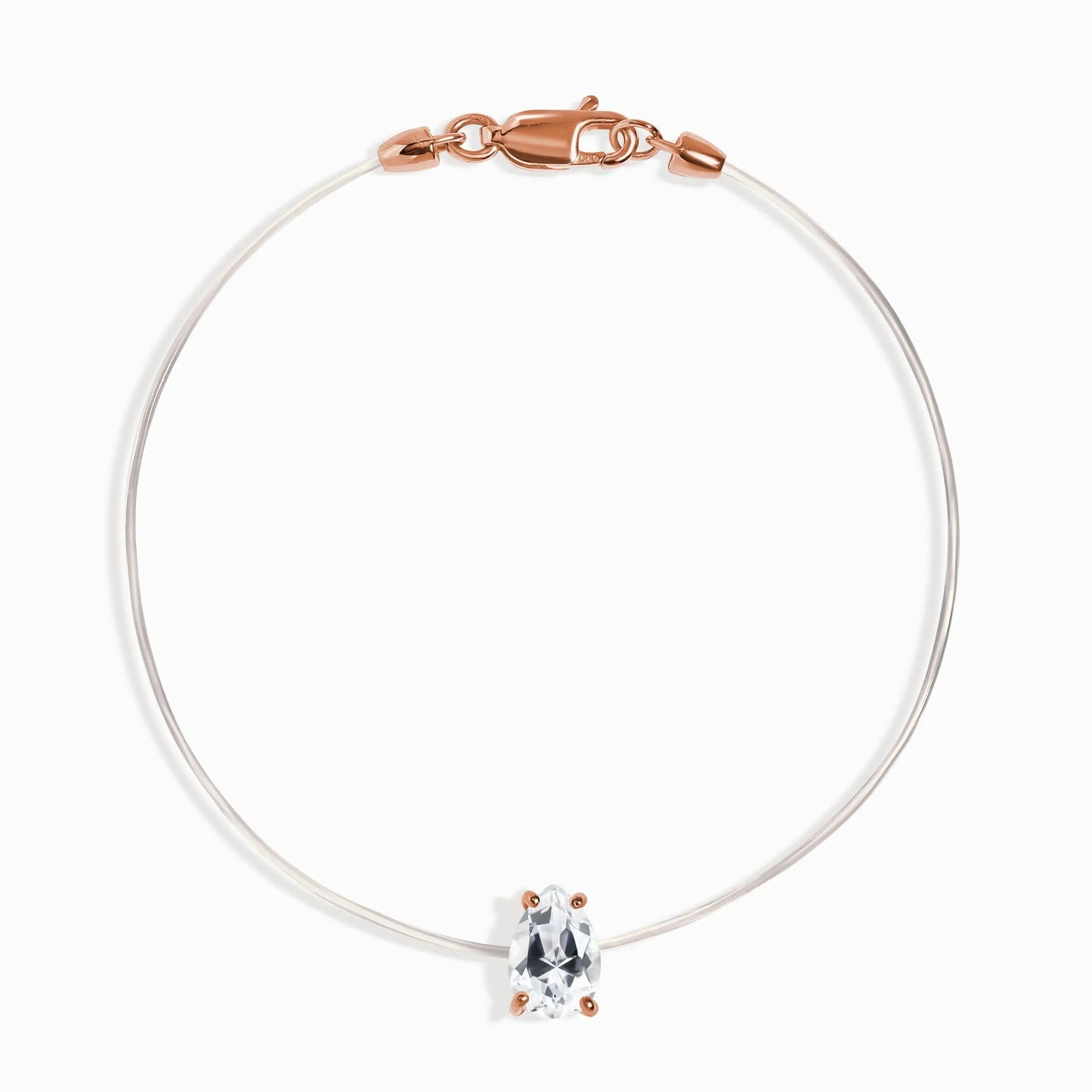 White Topaz Bracelet Floating Sway - April Birthstone Moon Magic