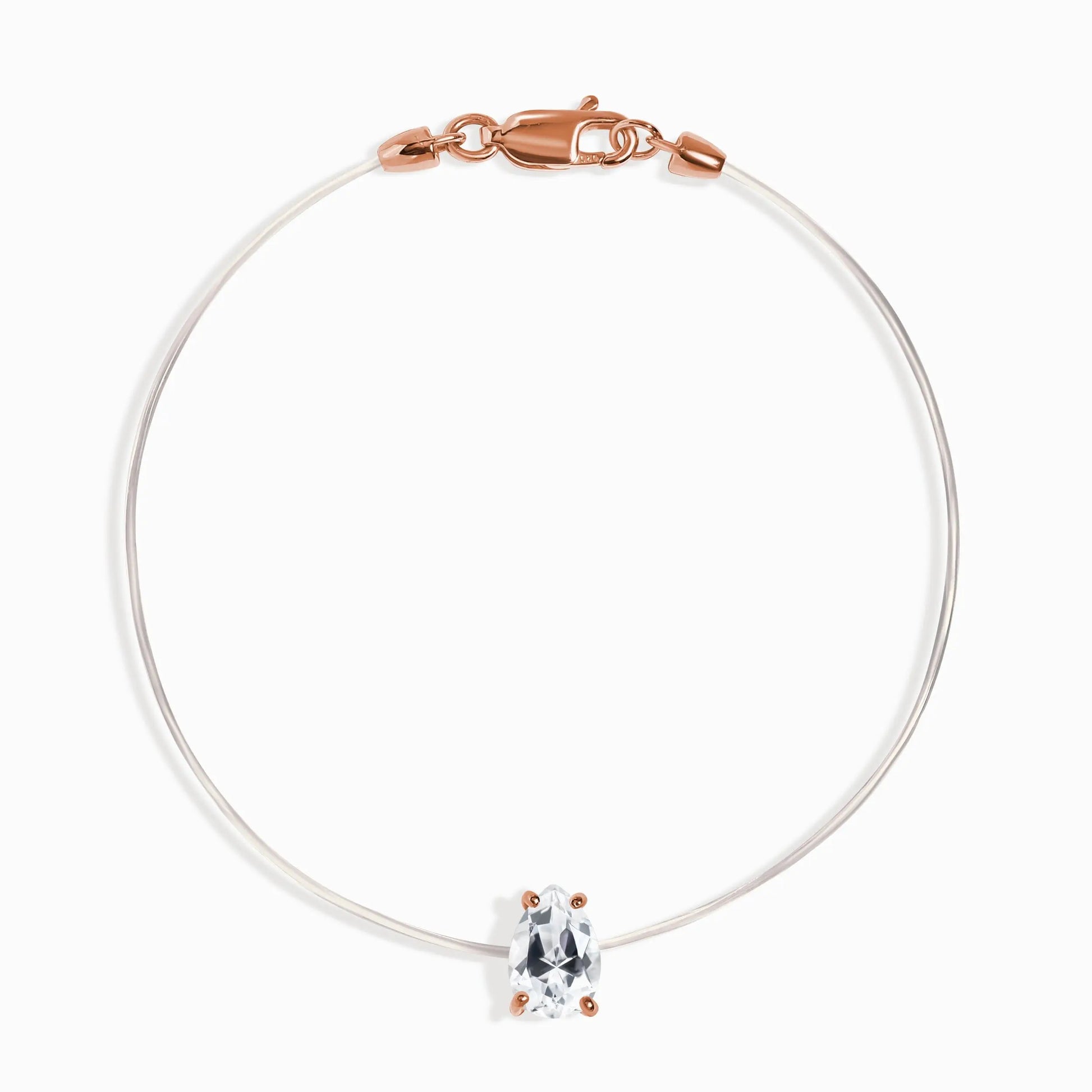 White Topaz Bracelet Floating Sway - April Birthstone Moon Magic