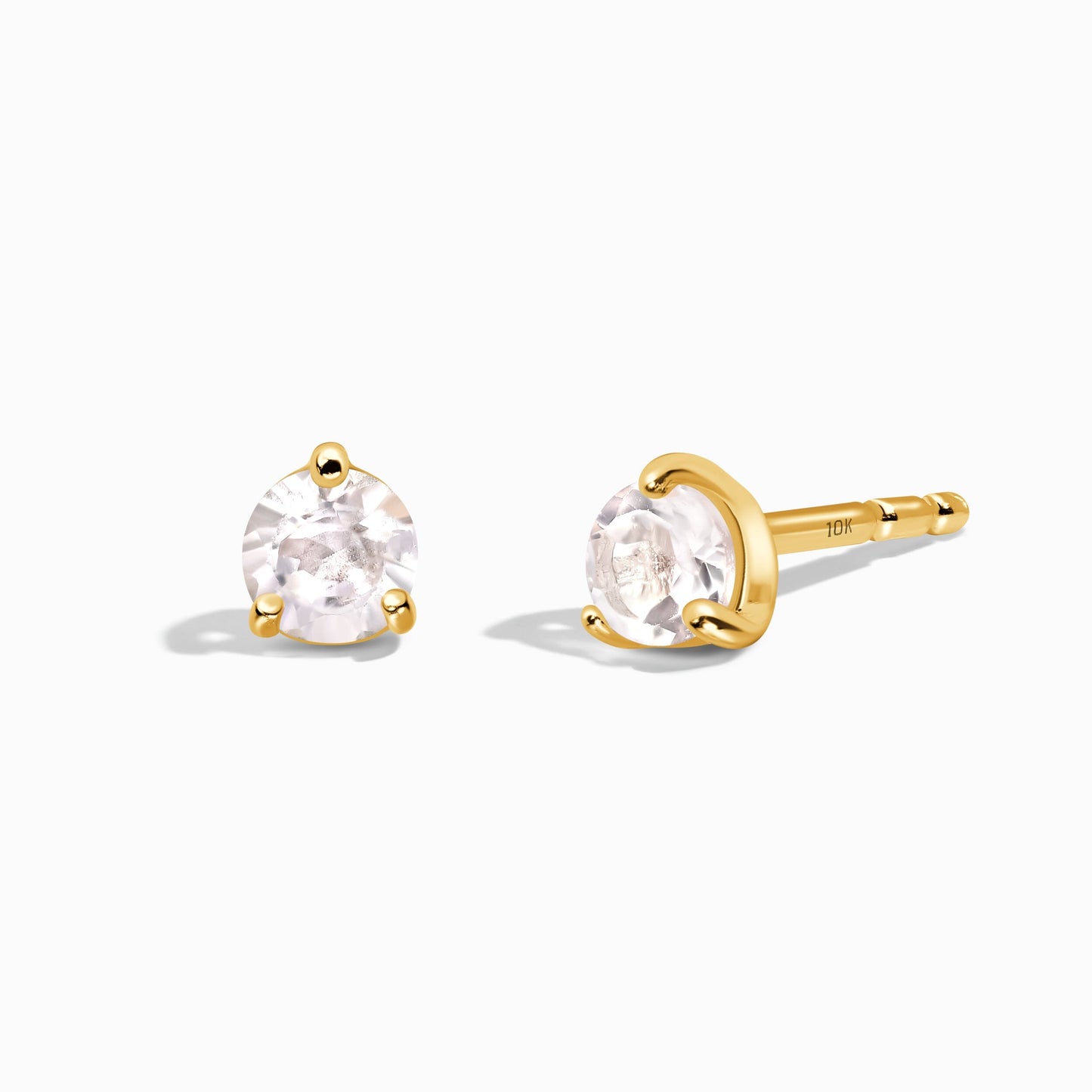 Boucles d'oreilles rondes en topaze blanche - Pierre de naissance d'avril