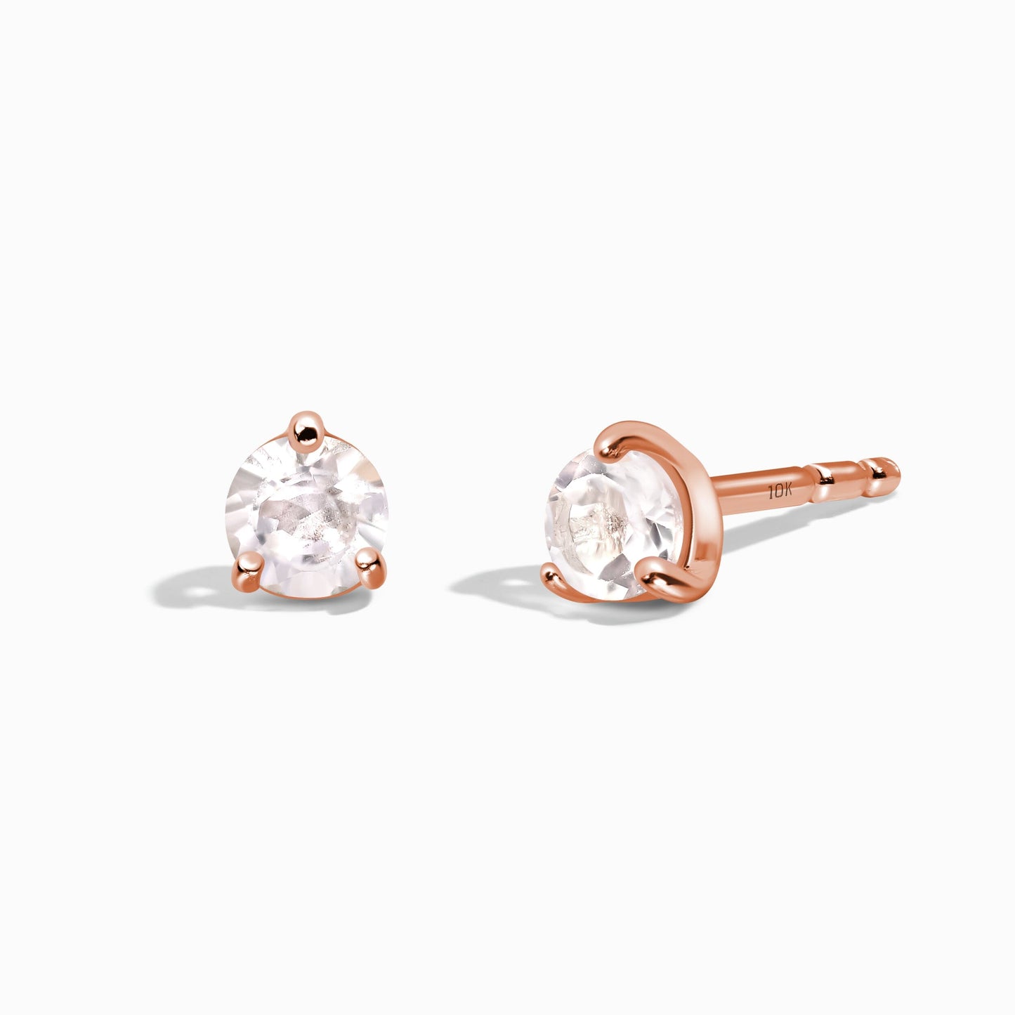 Boucles d'oreilles rondes en topaze blanche - Pierre de naissance d'avril