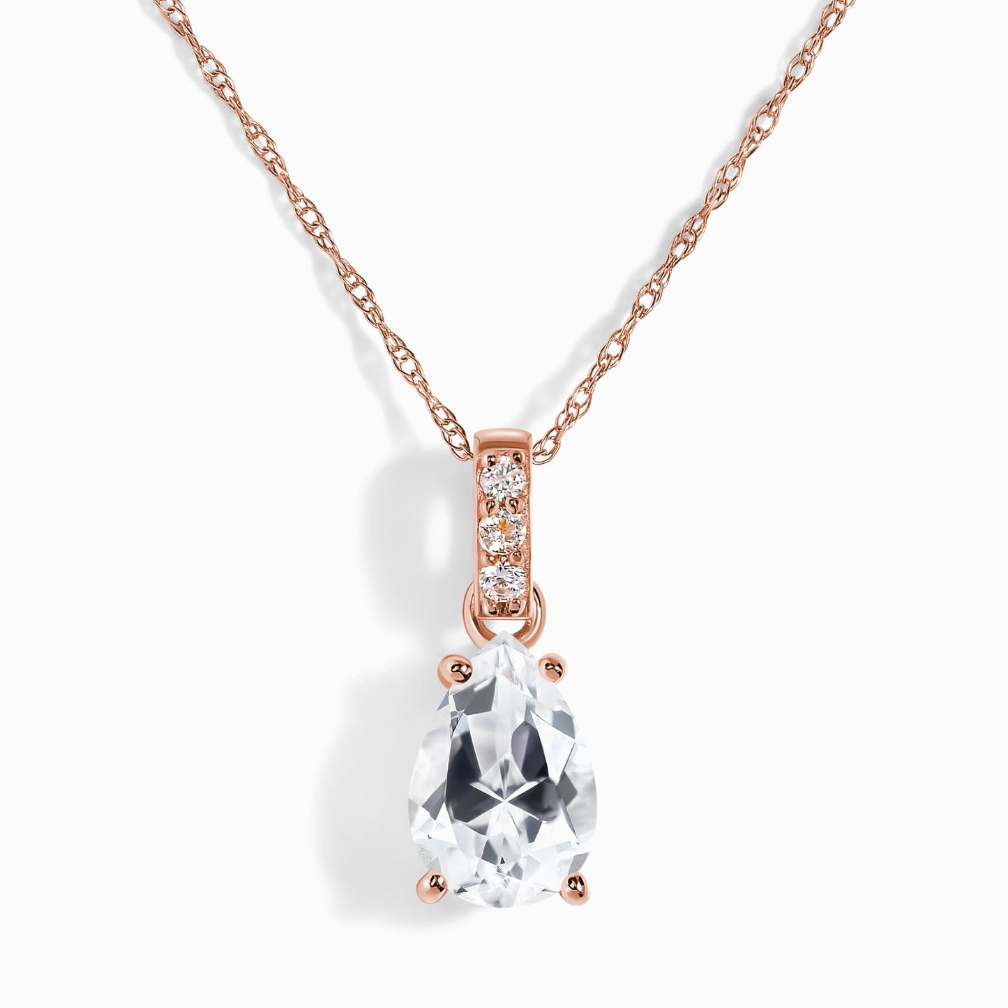 Collier Sway en topaze blanche et diamants de laboratoire - Pierre de naissance d'avril