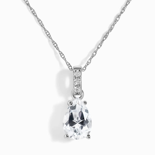 White Topaz Diamond Necklace Sway - April Birthstone Moon Magic