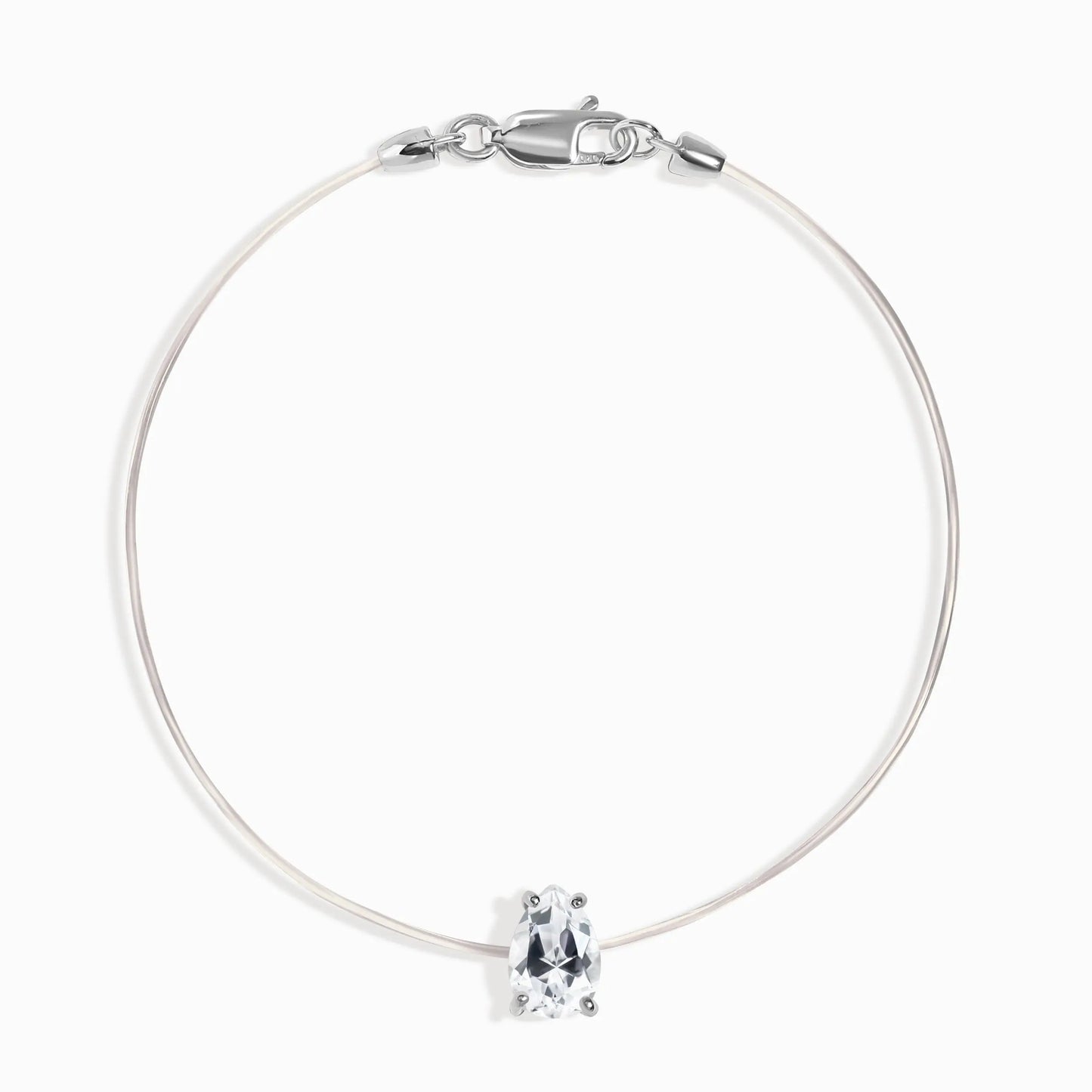 White Topaz Bracelet Floating Sway - April Birthstone Moon Magic