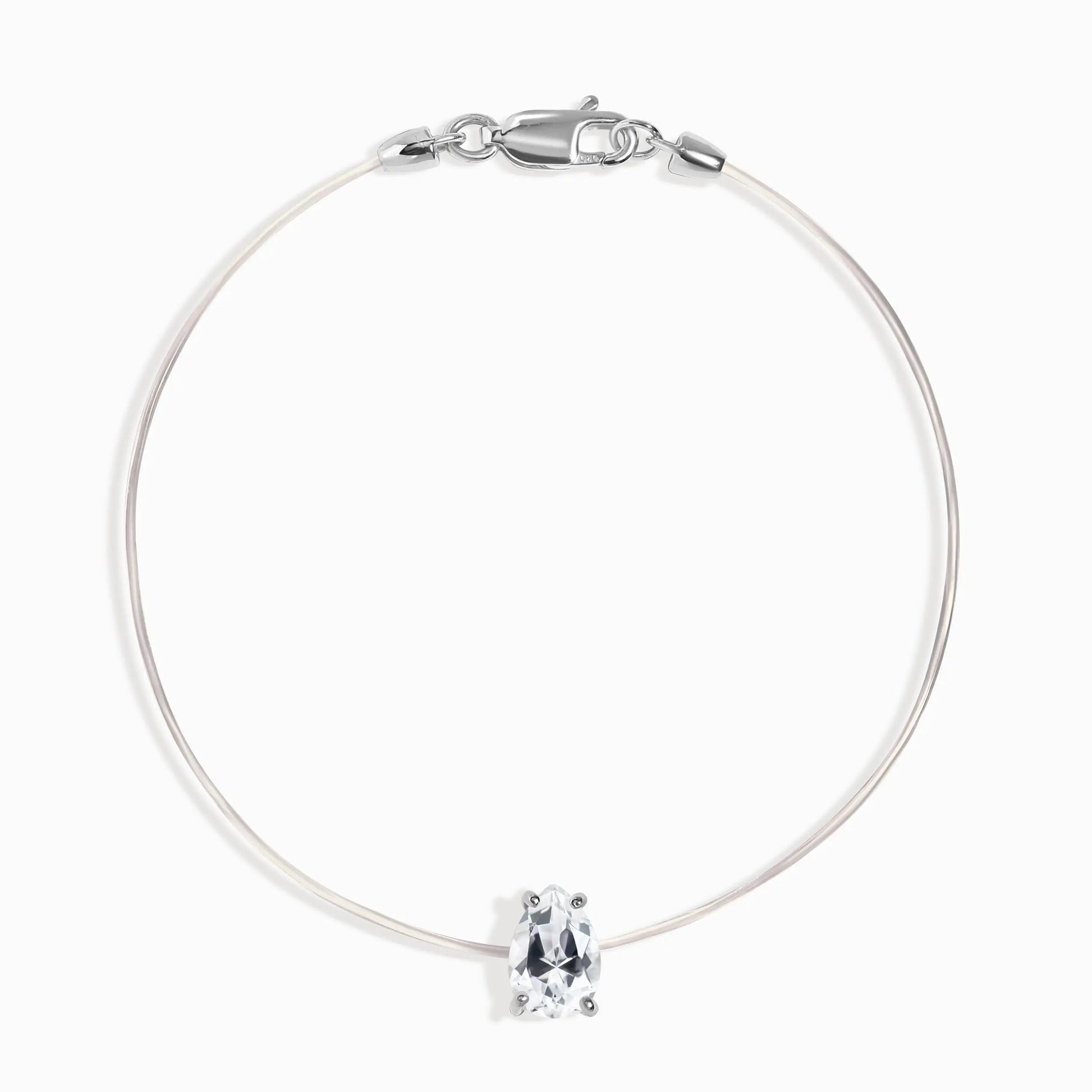 White Topaz Bracelet Floating Sway - April Birthstone Moon Magic