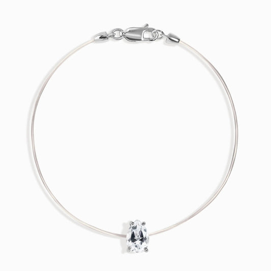 White Topaz Bracelet Floating Sway - April Birthstone Moon Magic