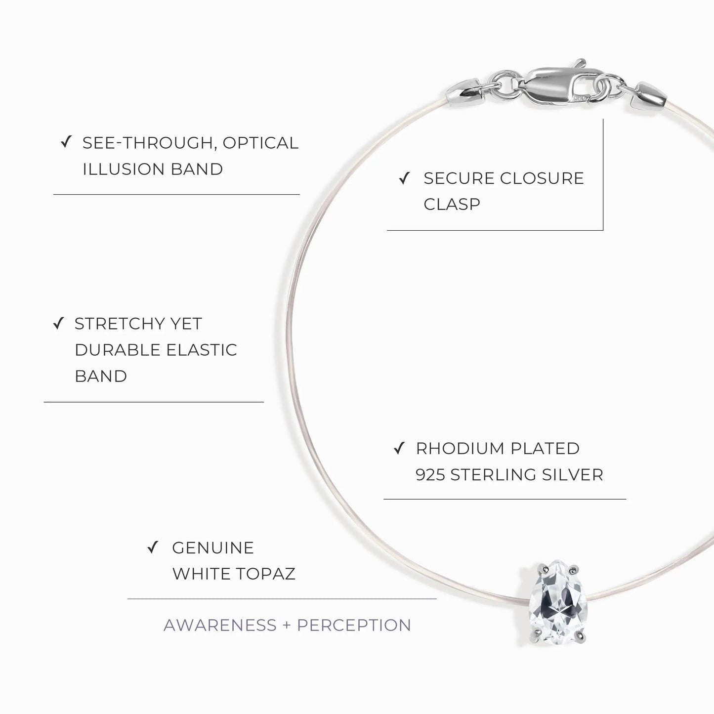 White Topaz Bracelet Floating Sway - April Birthstone Moon Magic