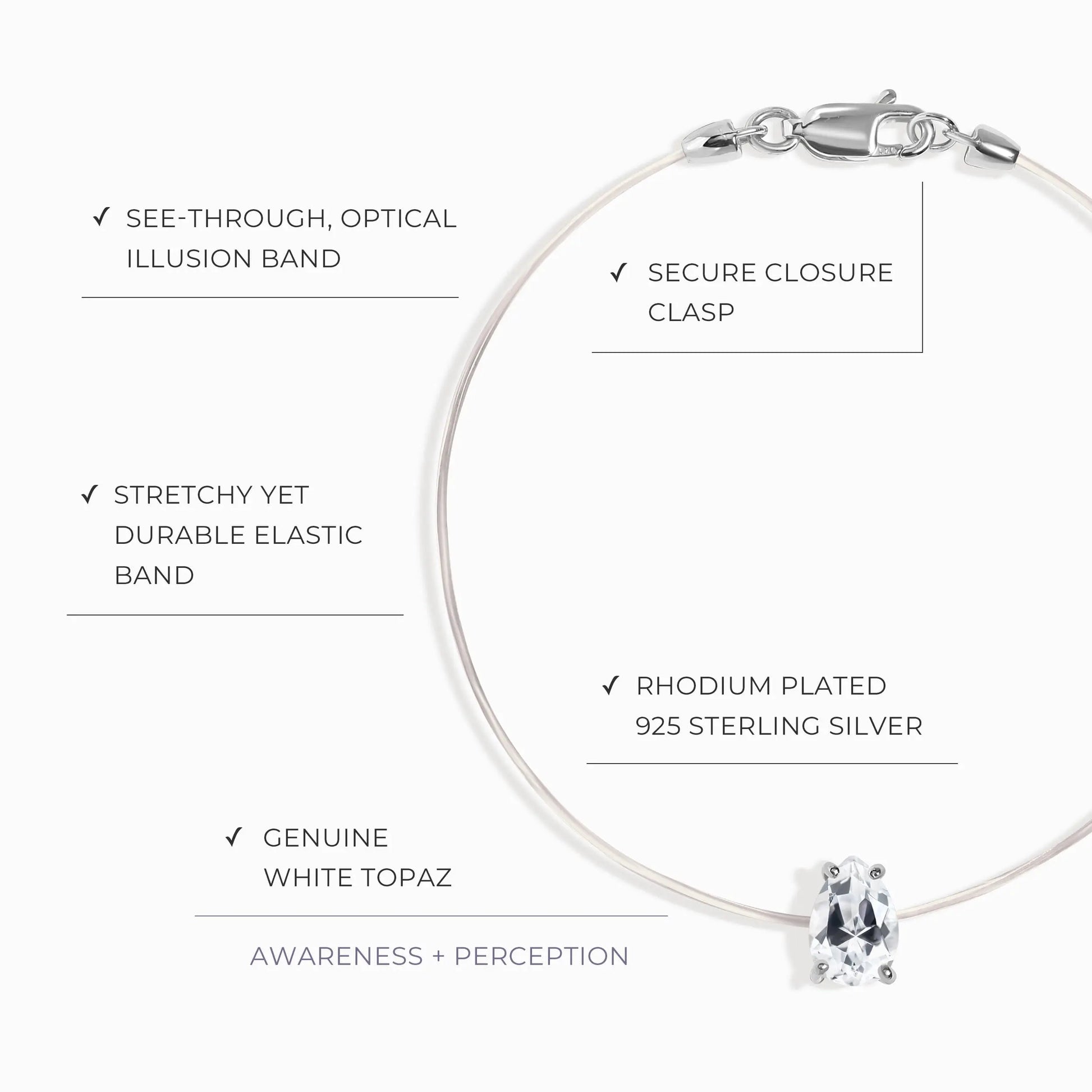 White Topaz Bracelet Floating Sway - April Birthstone Moon Magic