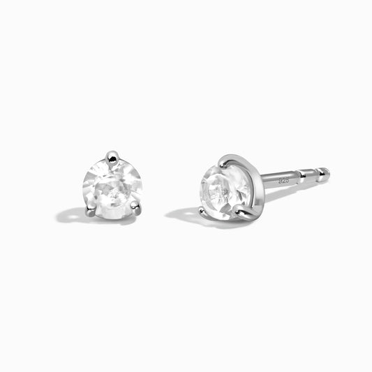 White Topaz Round Studs - April Birthstone Moon Magic