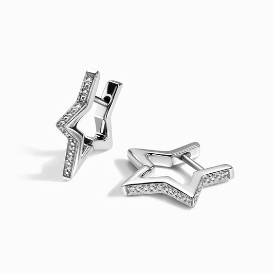 White Zircon Earrings - Galaxy Hoops Moon Magic