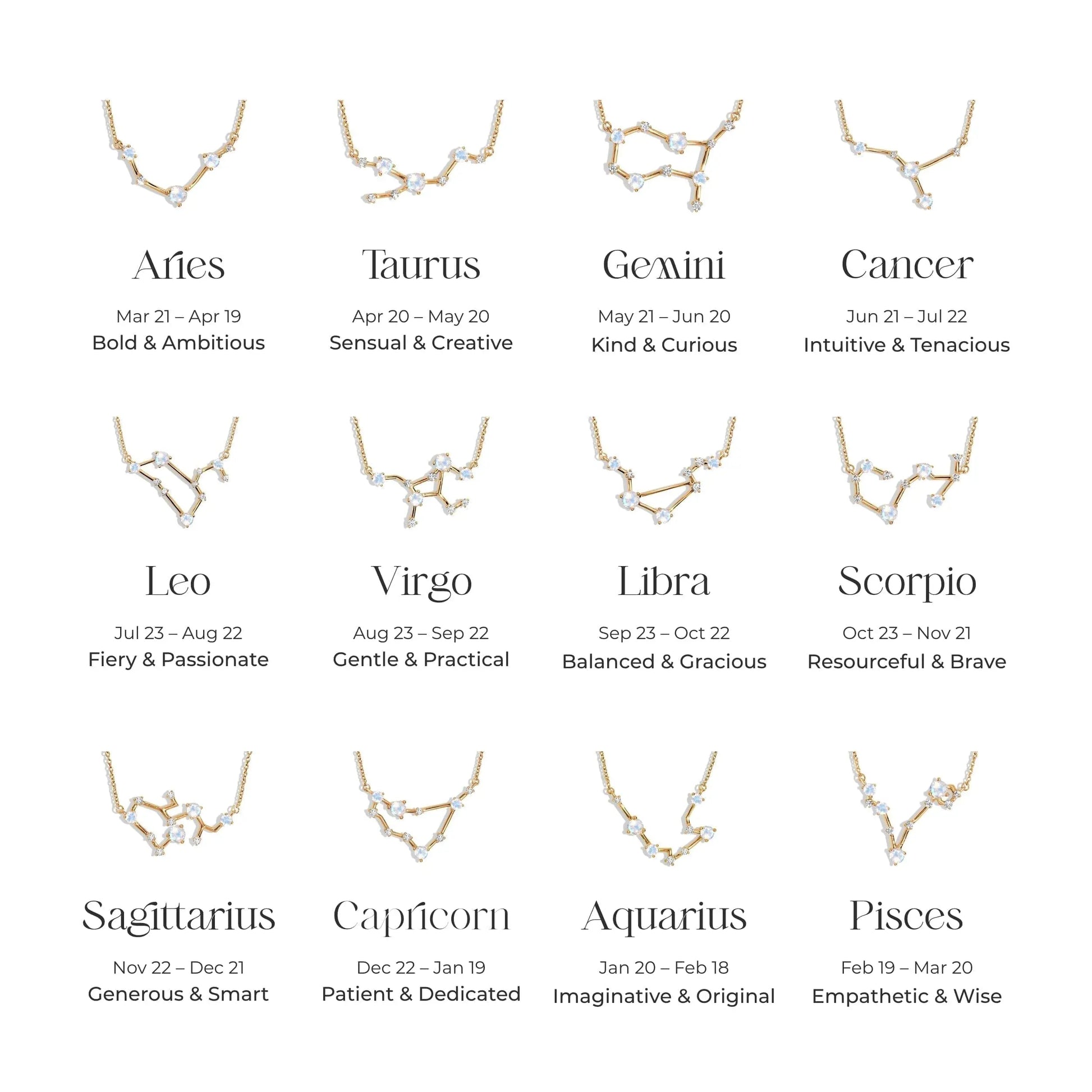 Taurus Zodiac Constellation Necklace & White Topaz Sway Moon Magic