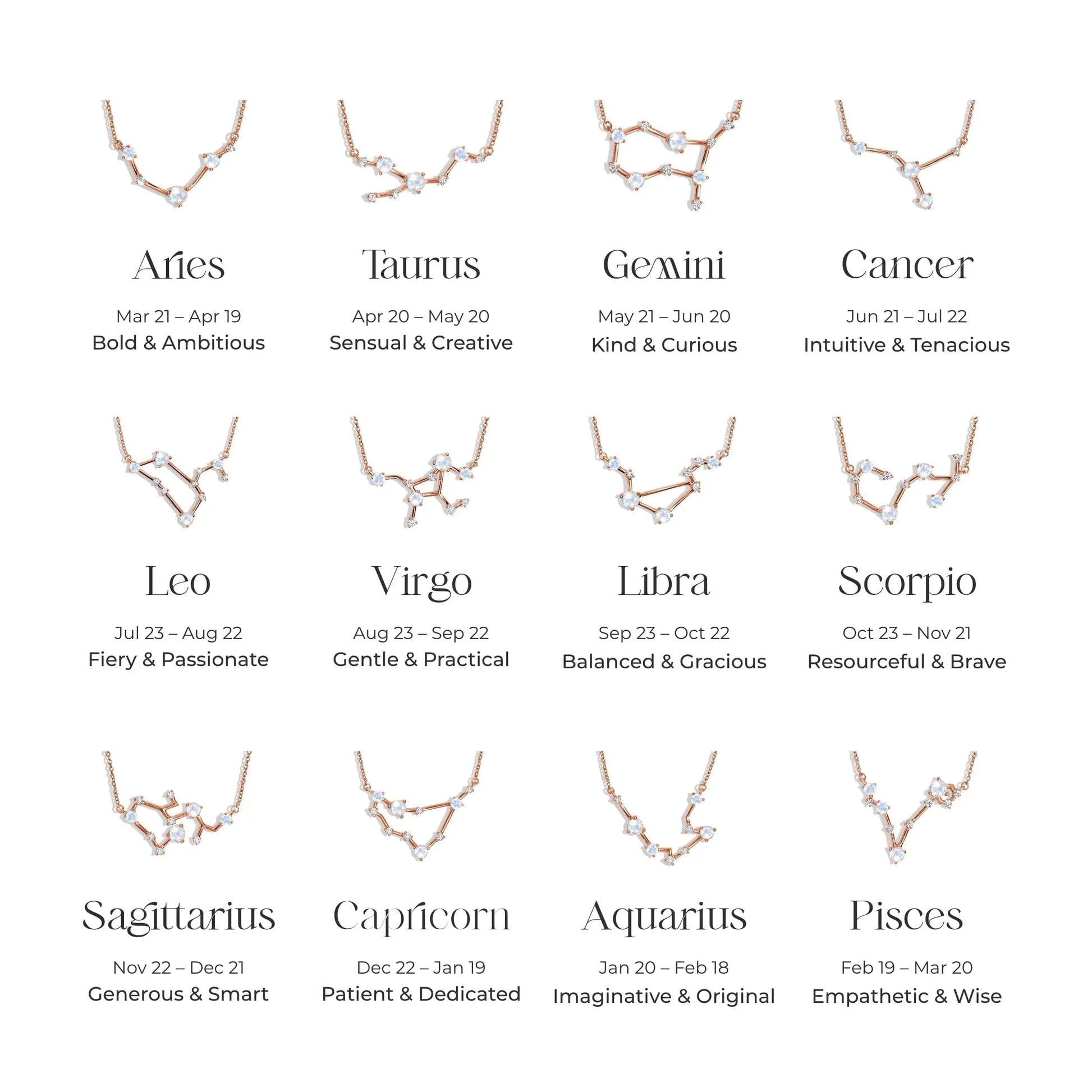 Taurus Zodiac Constellation Necklace & White Topaz Sway Moon Magic