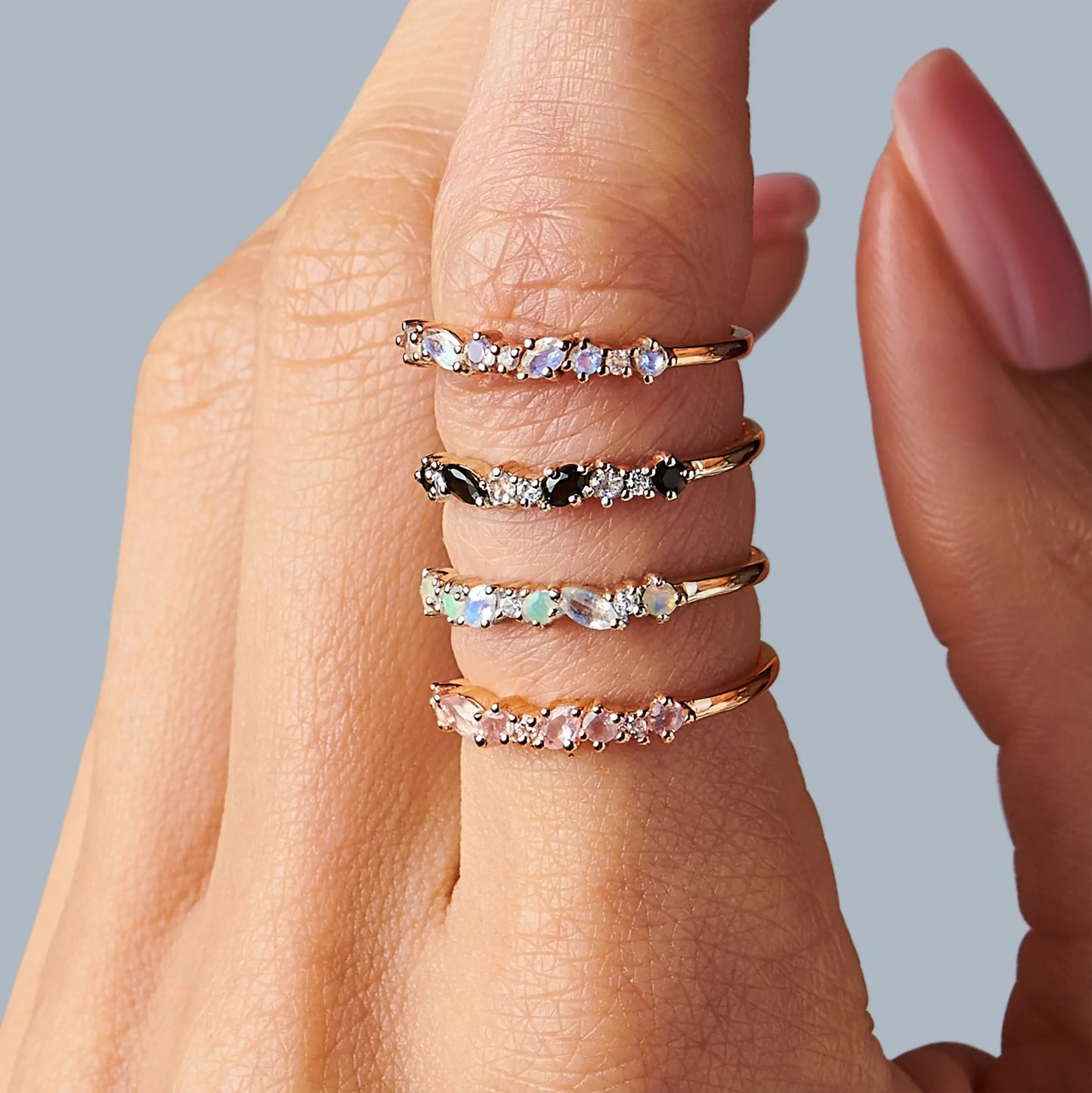 Rose Quartz White Zircon Ring - Grace Moon Magic