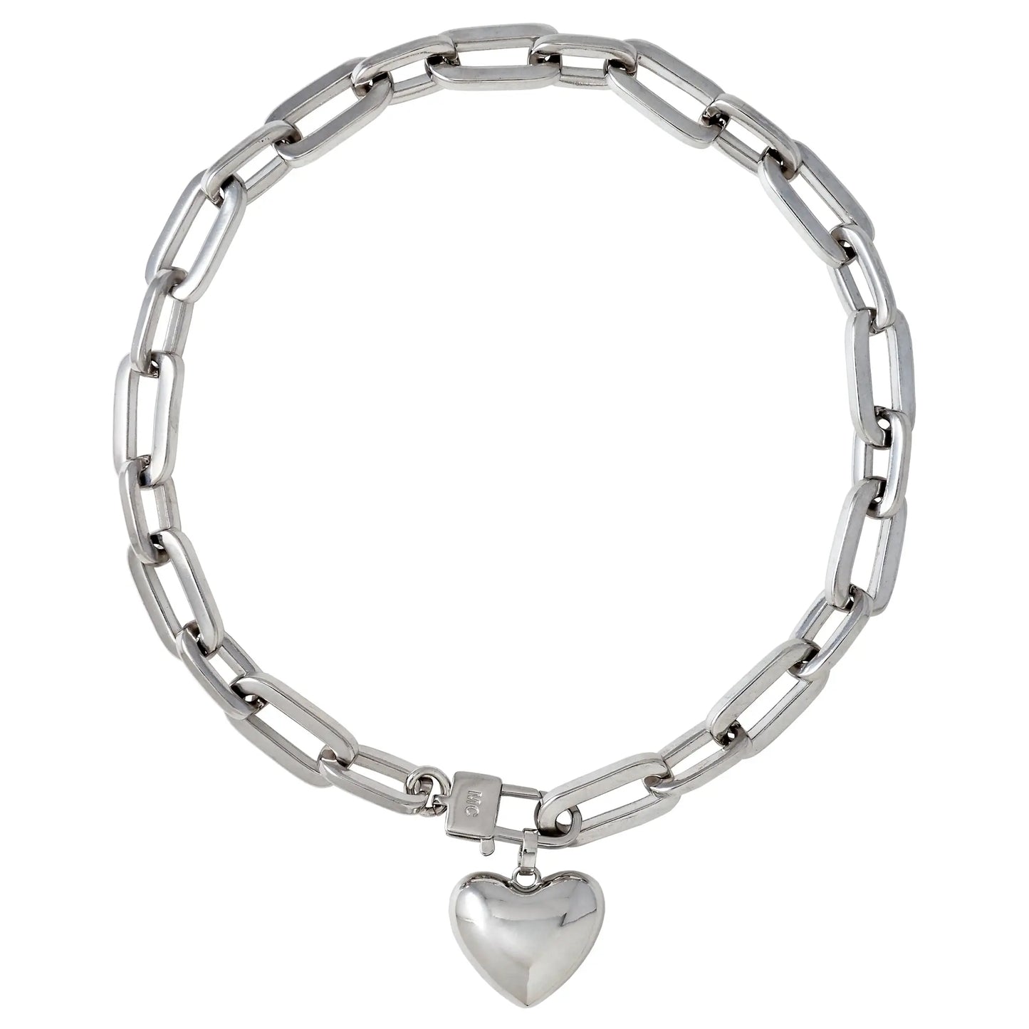 Rhodium Heart Chain Necklace Joolz by Martha Calvo