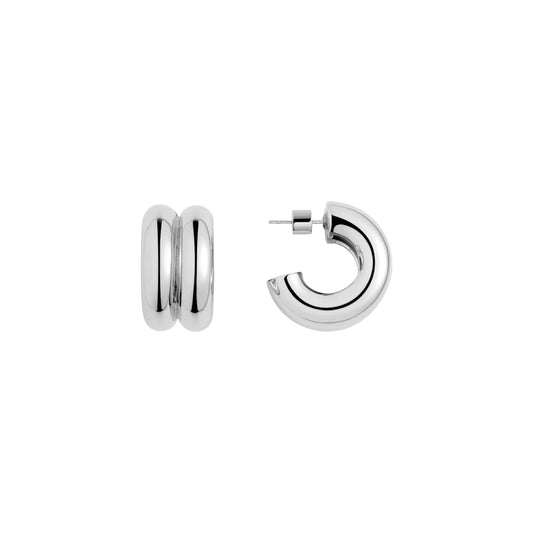 Rhodium Double Hoop Earrings Joolz by Martha Calvo