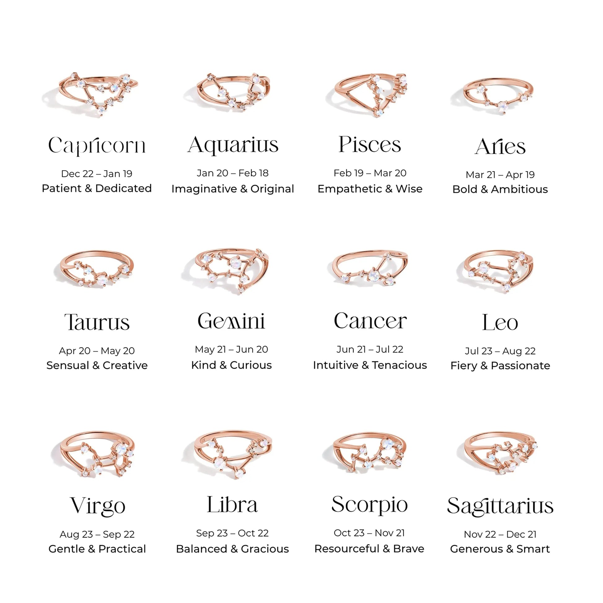 Moonstone Ring - Taurus Zodiac Constellation Moon Magic