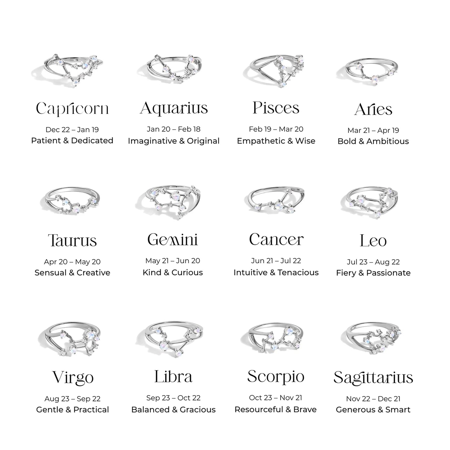 Moonstone Ring - Taurus Zodiac Constellation Moon Magic