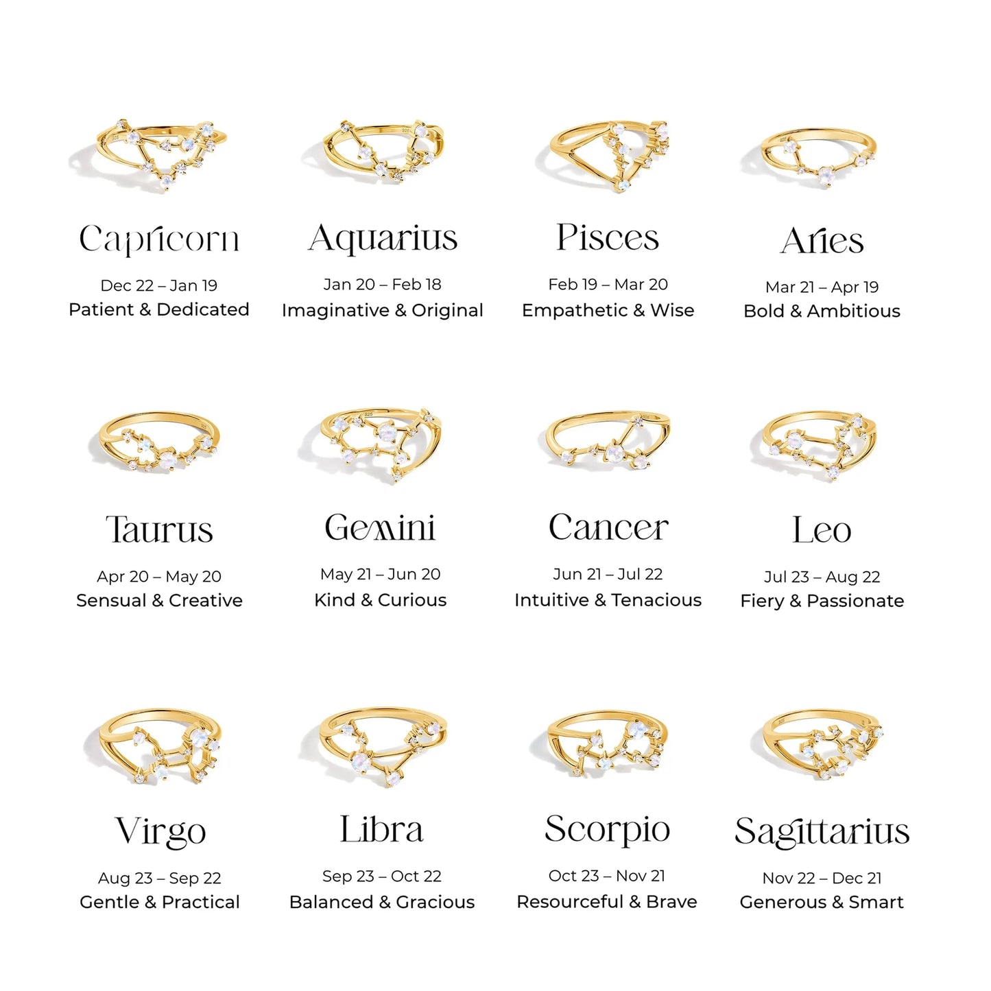 Moonstone Ring - Taurus Zodiac Constellation Moon Magic