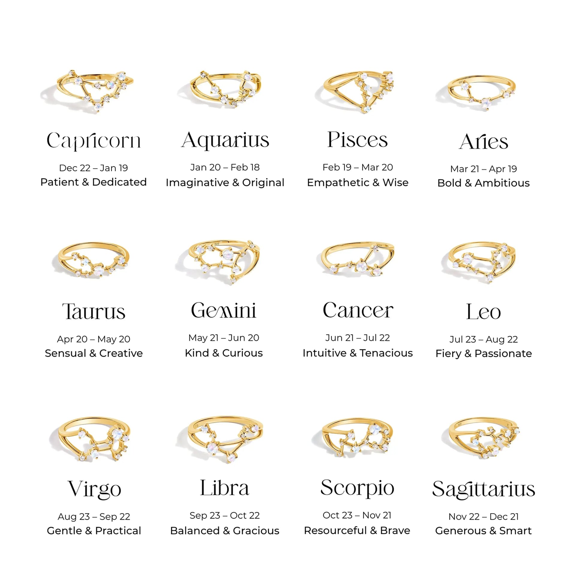 Moonstone Ring - Taurus Zodiac Constellation Moon Magic