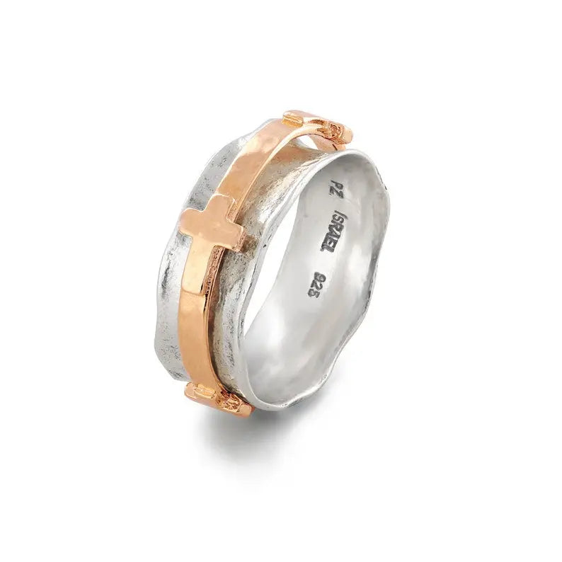 Gold Cross Spinner Ring for Women Starymagic