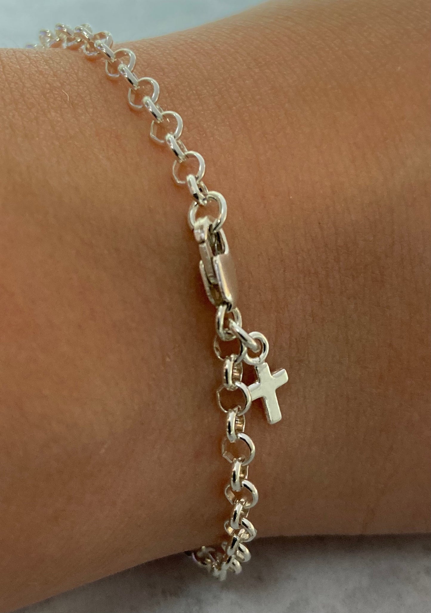 Sterling Silver Simple Cross Bracelet Starymagic