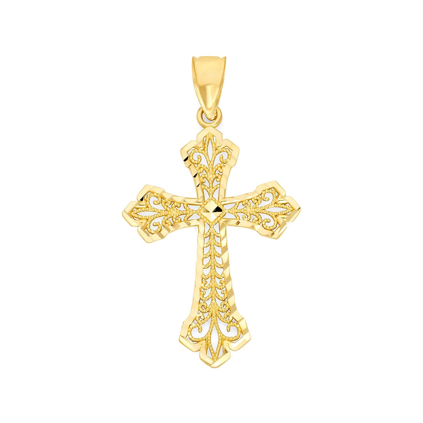 10k Yellow Gold Cross Necklace with Gold Chain Starymagic