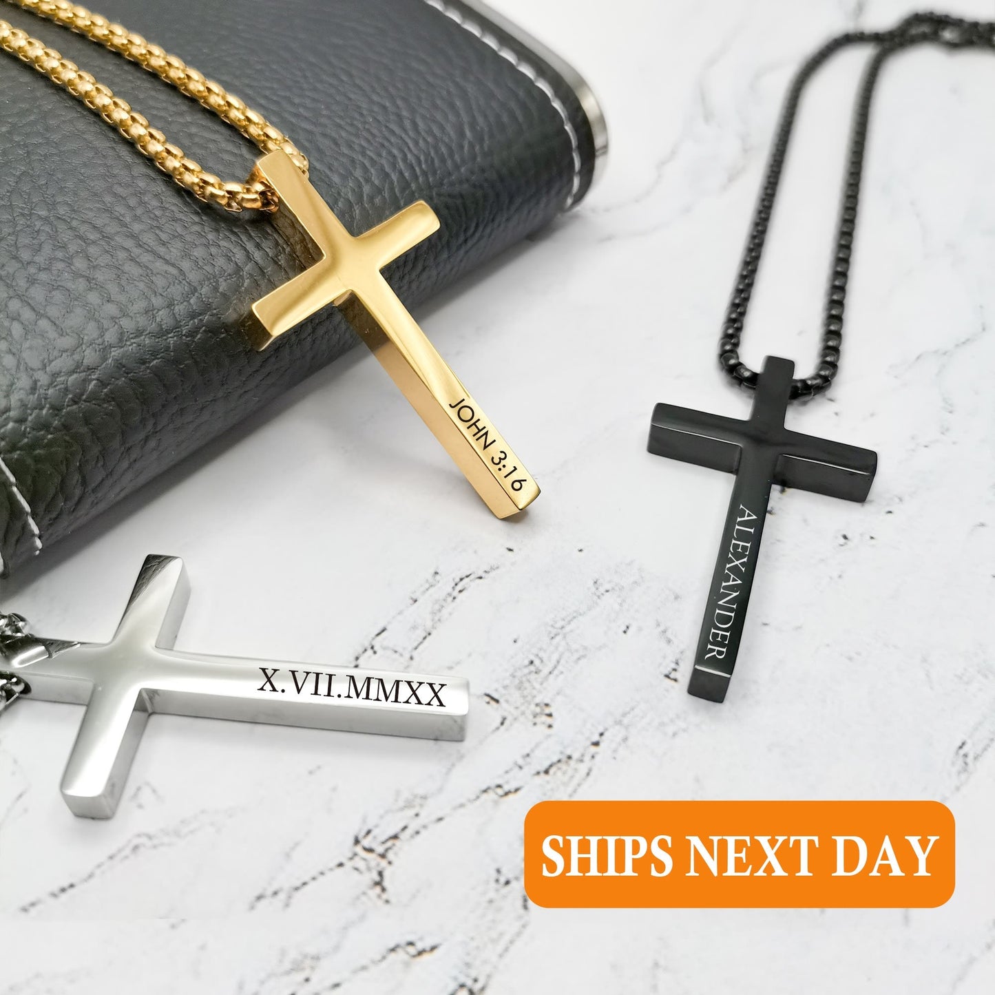 Personalized Cross Necklace Men Custom Engraved Mens Jewelry Starymagic