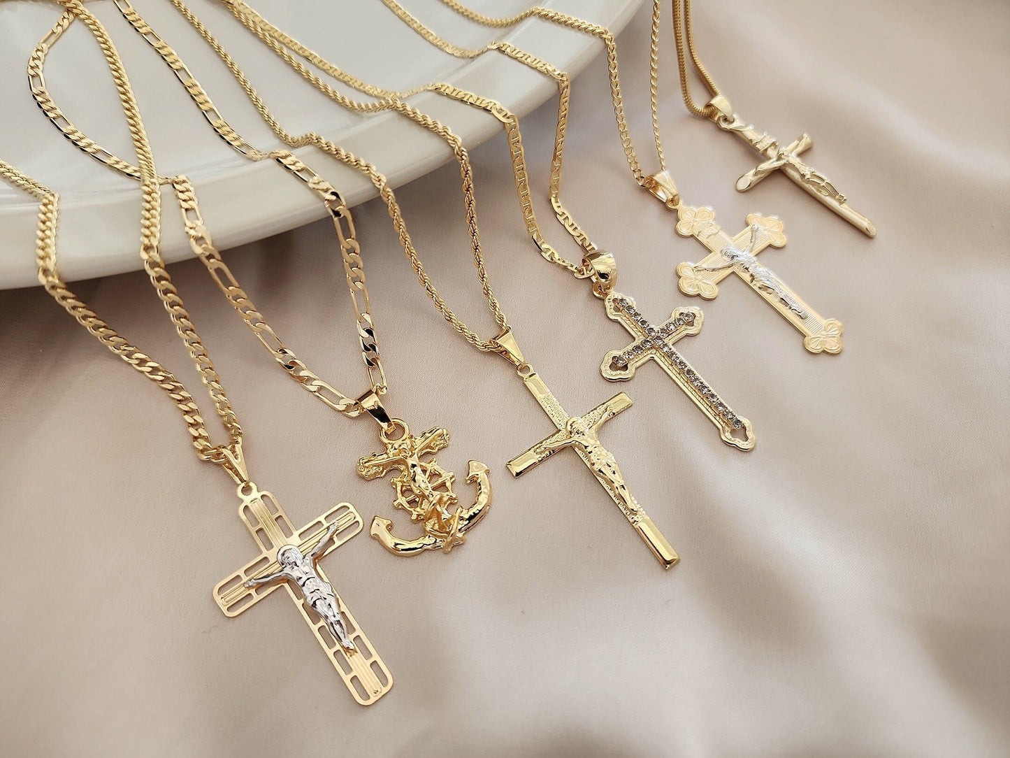 18k Gold Cross Men Waterproof Necklace Starymagic