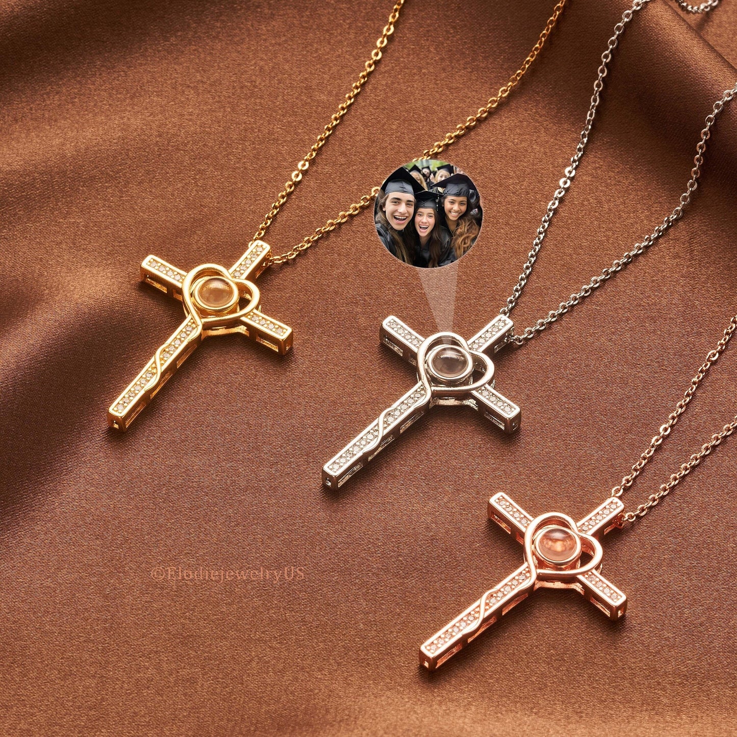 Personalized Cross Projection Necklace With Photo Inside Starymagic