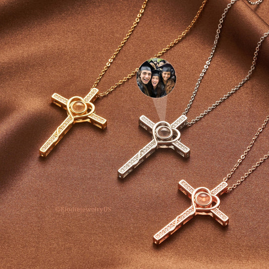 Personalized Cross Projection Necklace With Photo Inside Starymagic