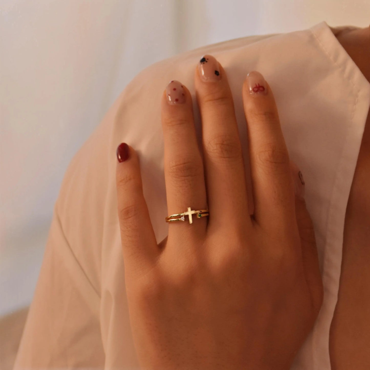 Sterling Silver Cross Birthstone Ring Starymagic