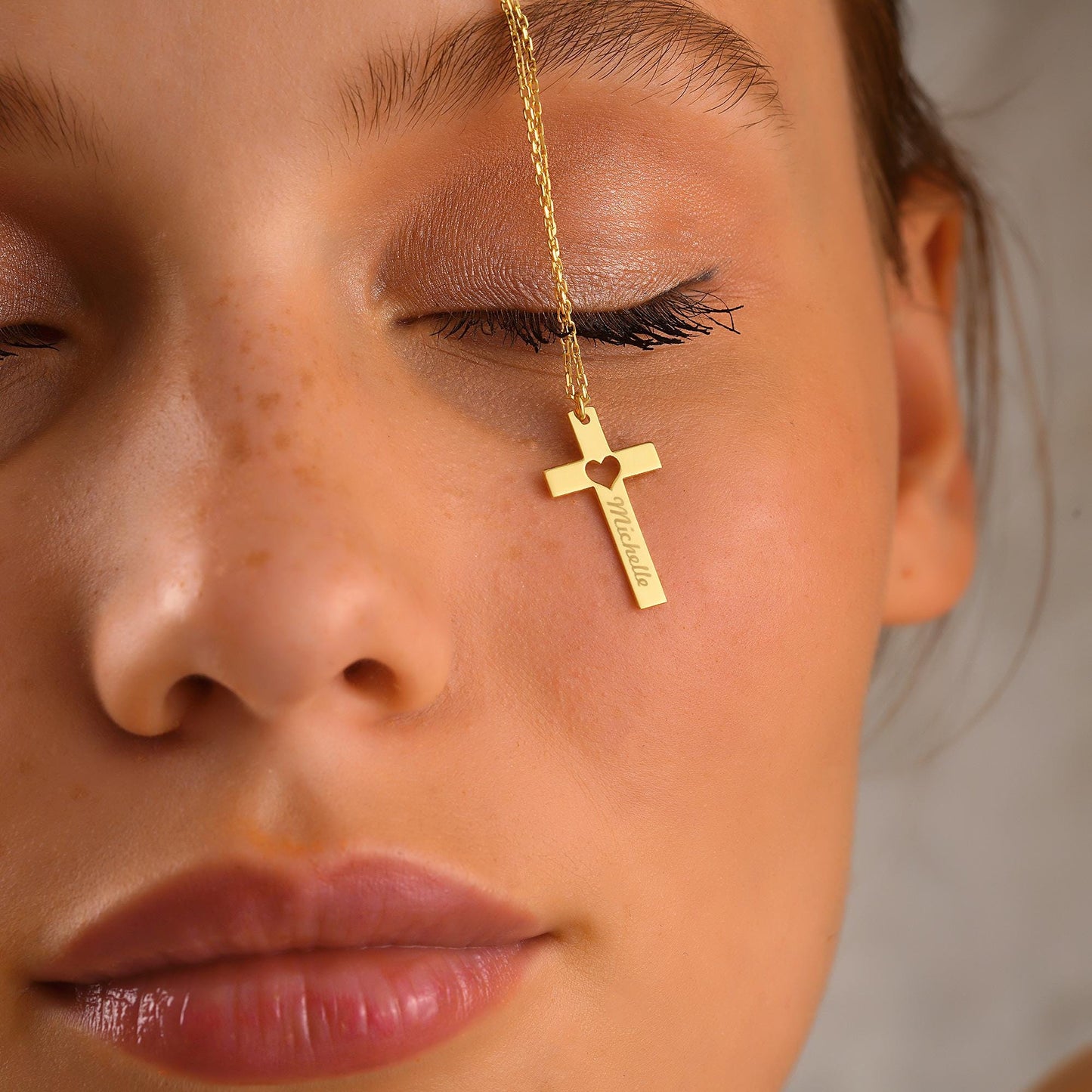14k Gold Name Engraved Cross Necklace Starymagic