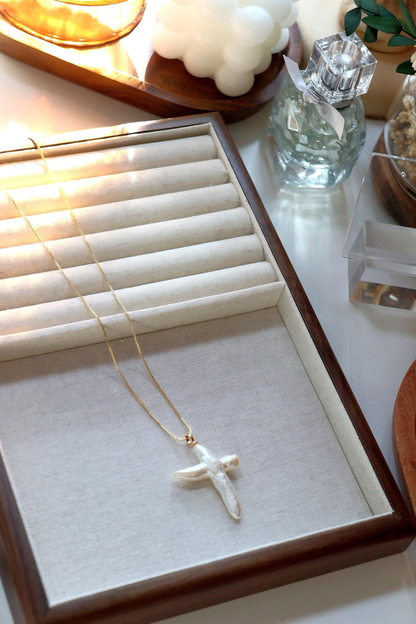 Large Freshwater Cross Pearl Pendant Necklace, Religious Catholic Gifts, Natural Pearl Pendant, Bridesmaid Gift, Christmas Gift for her Starymagic