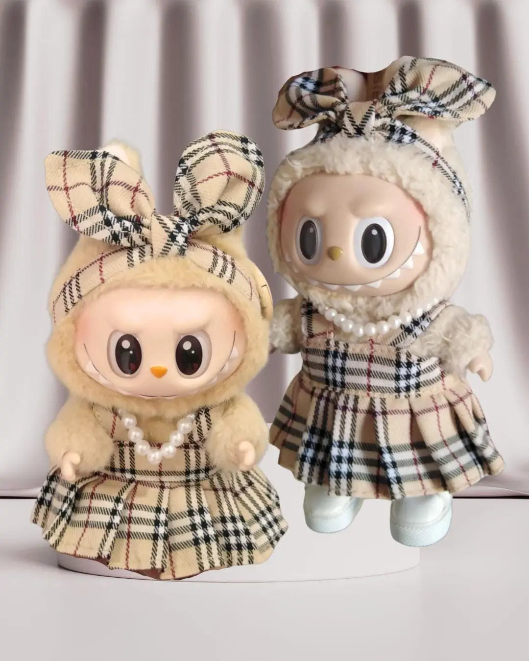 Handmade Labubu Outfit, Chic Plaid Princess Set for Labubu Starymagic