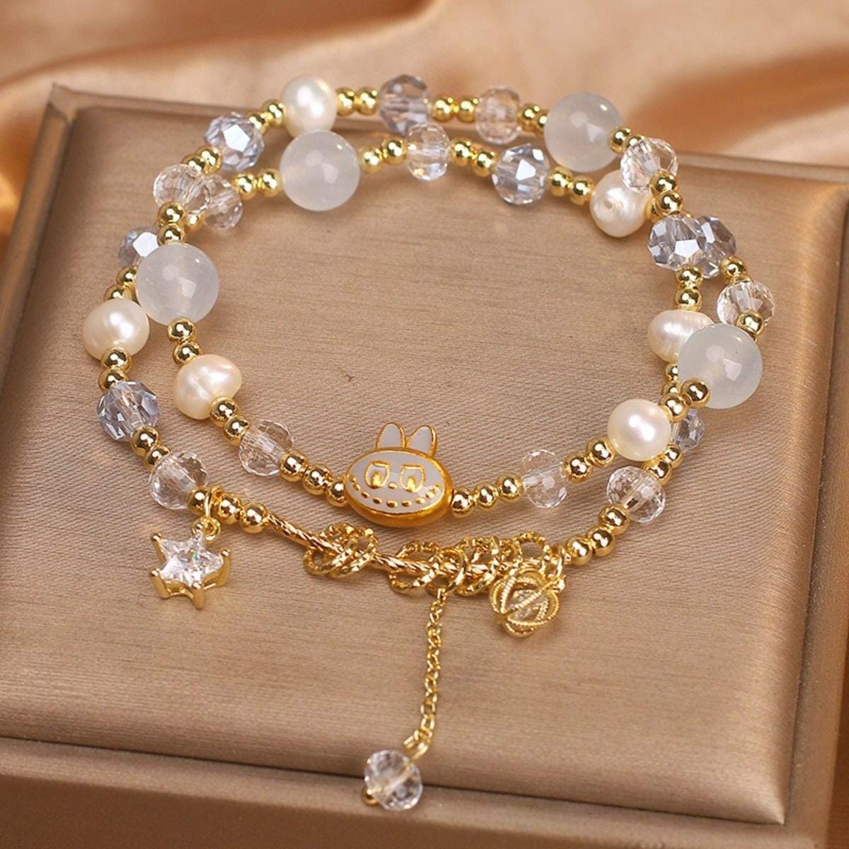 Cartoon Labubu Charm Crystal Bracelet Starymagic