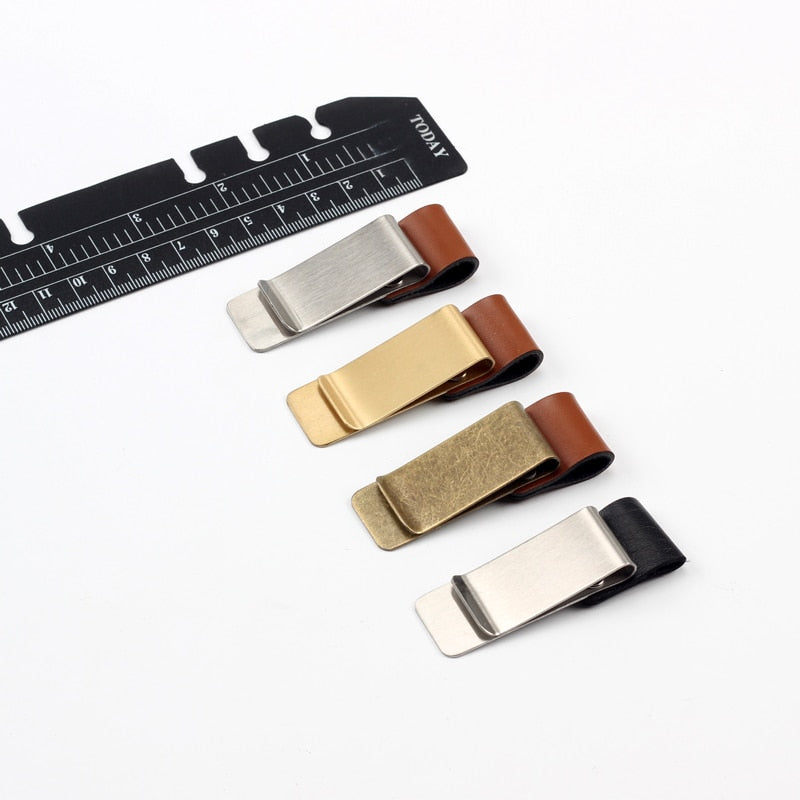 Brass and Leather Pen Clips Gifts for Designers