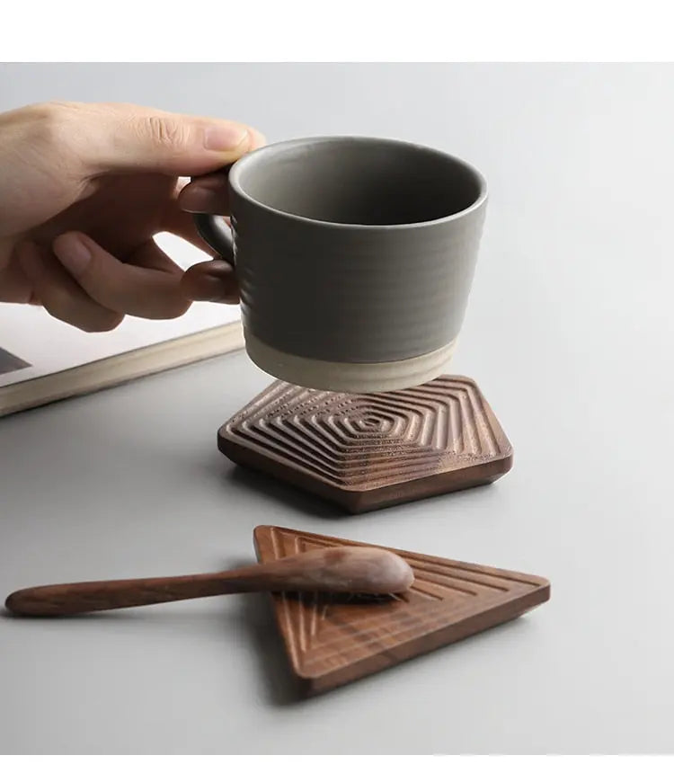 Walnut Wood Geometric Coasters Gifts for Designers