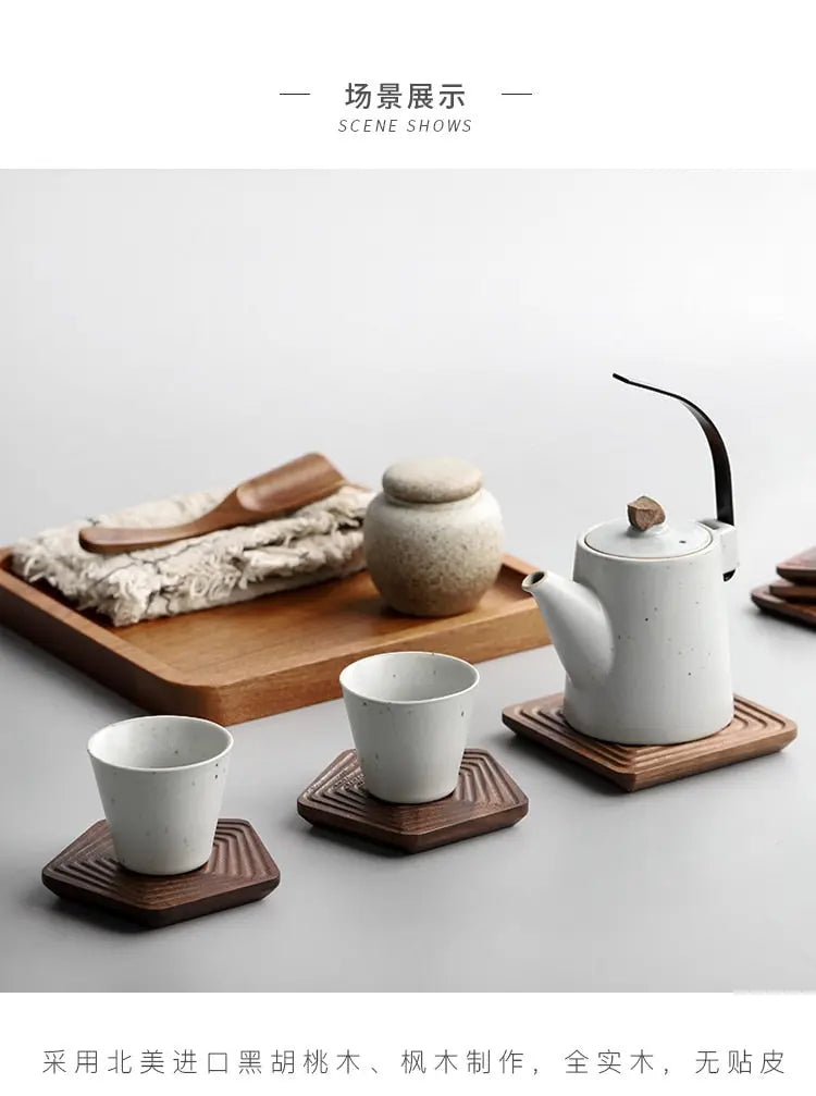 Walnut Wood Geometric Coasters Gifts for Designers