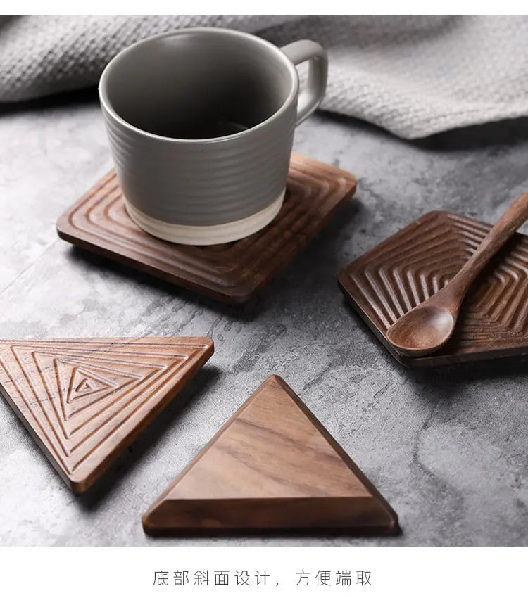 Walnut Wood Geometric Coasters Gifts for Designers