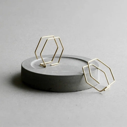 Handmade Minimalist Double Hexagon Earrings Gifts for Designers