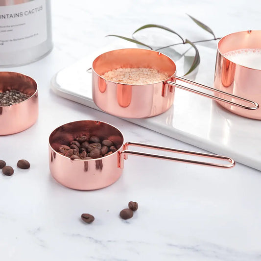 4 Pcs/Set Rose Gold Stainless Steel Kitchen Measuring Scoops Gifts for Designers