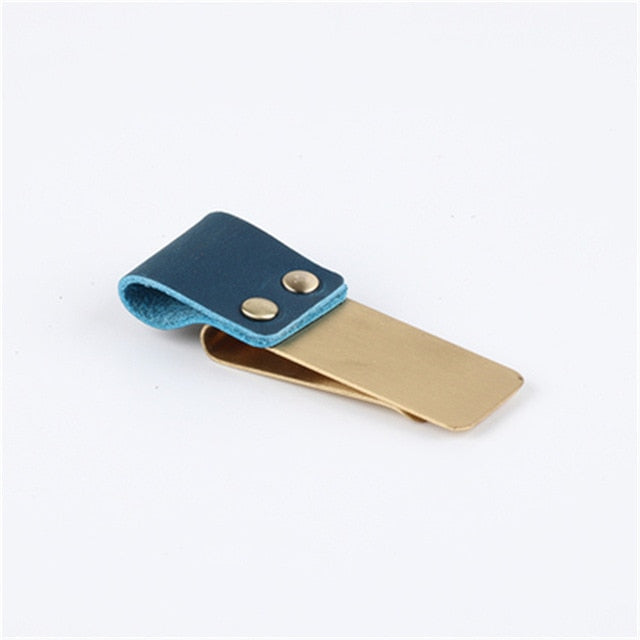 Brass and Leather Pen Clips Gifts for Designers