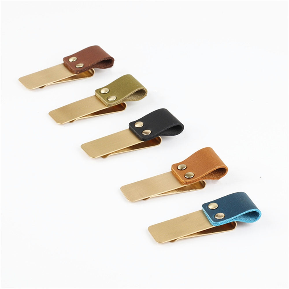 Brass and Leather Pen Clips Gifts for Designers
