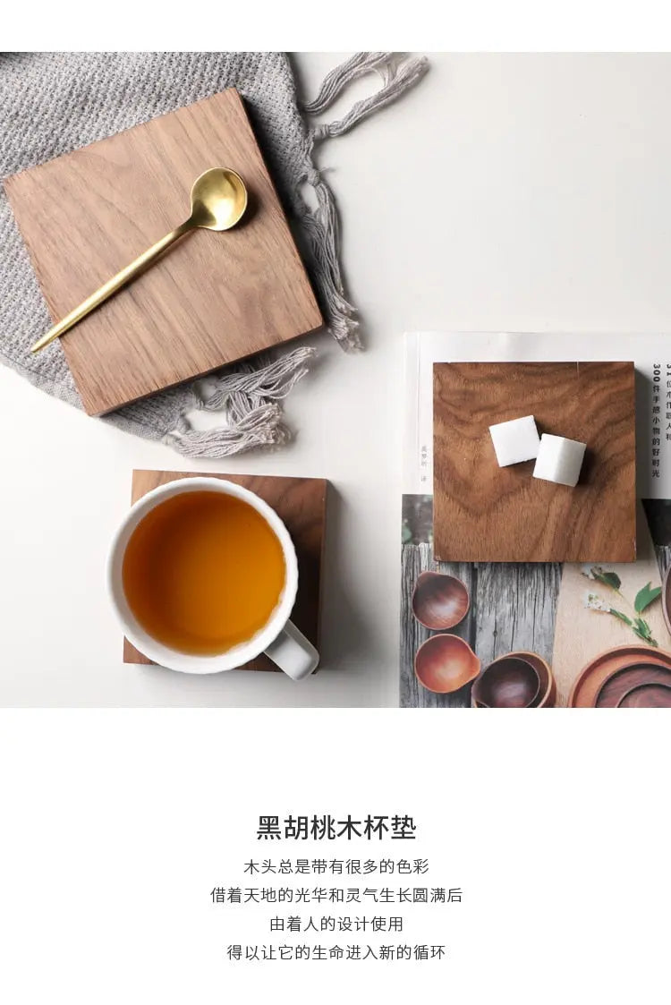 Black Walnut Solid Square Wooden Teapot Holder Gifts for Designers